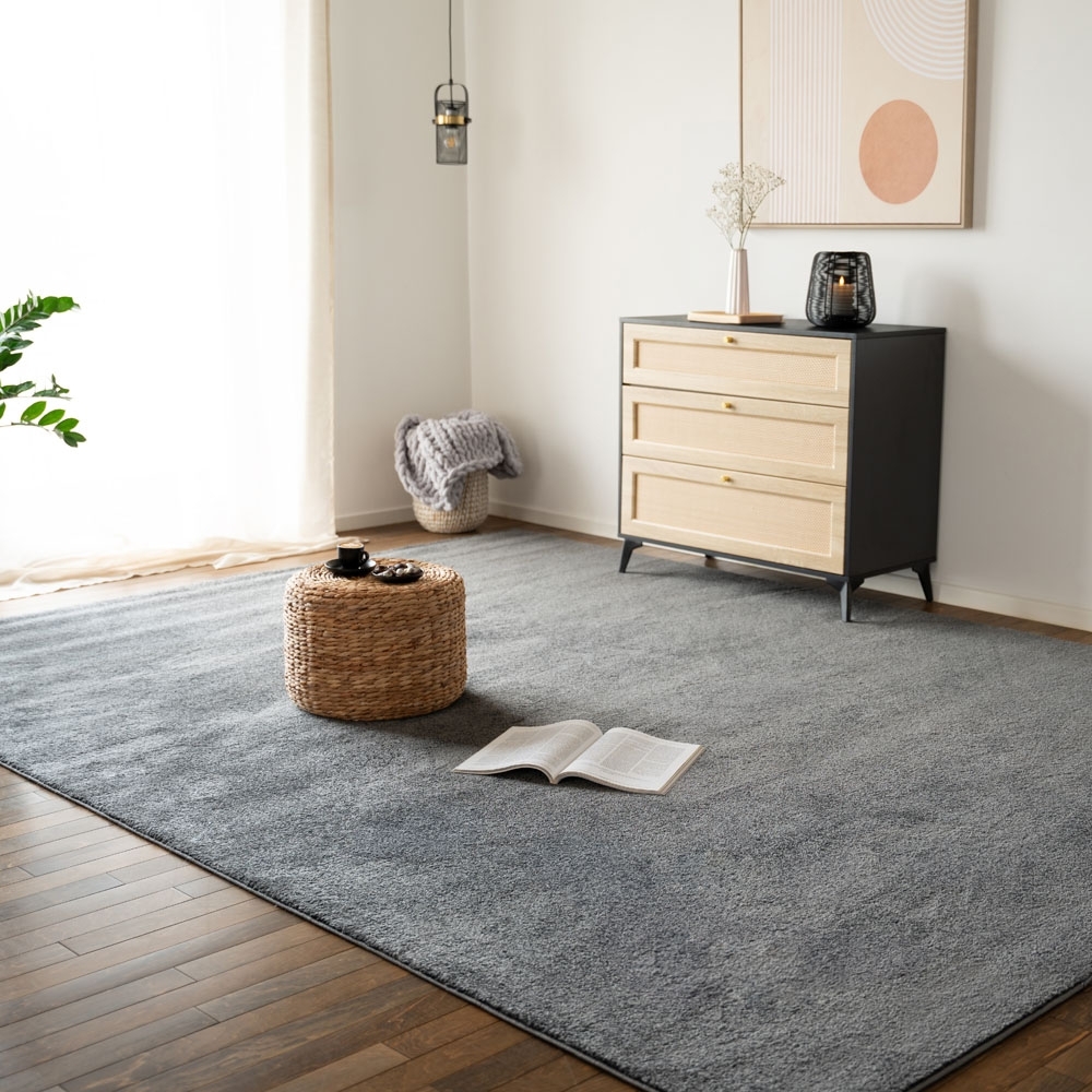 HOME DELUXE Kurzflor Teppich FOFI - 180 x 120 cm Grau Bild 1
