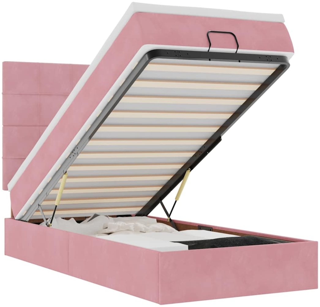 vidaXL Ottoman-Bett mit Matratzen Rosa 90x190 cm Samt 3313444 Bild 1