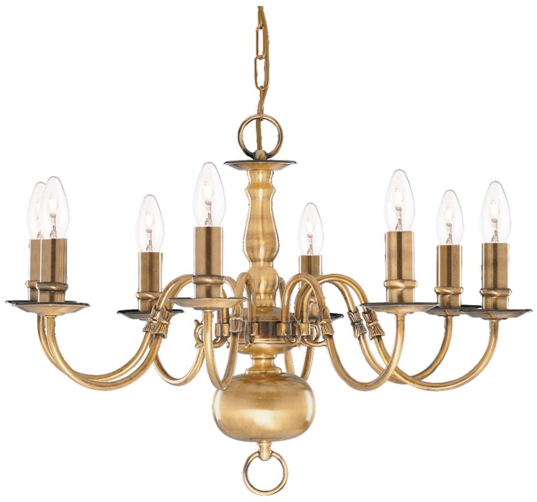 Kronleuchter, Lüster, Messing antik, 8-flammig, FLEMISH Bild 1