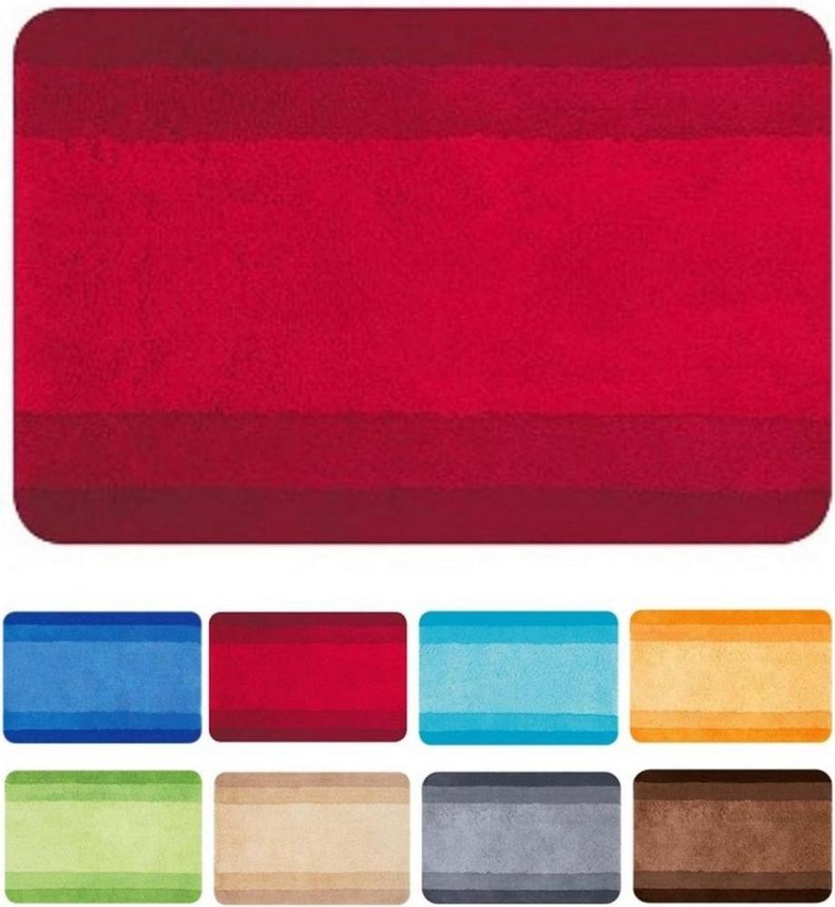 spirella Badematte | kuscheliger Hochflor | Rutschfester Badvorleger | viele Größen | waschbar 40° | 65x55 cm | Rot Bild 1