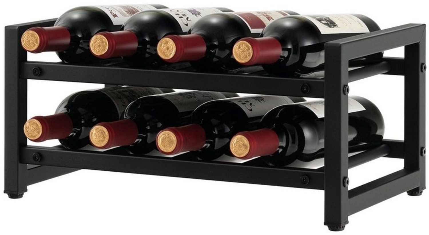 COSTWAY Weinregal, stehend, Metall, 2 Ebenen, für 8 Flasche, 42,5x24,5x20,5cm Bild 1