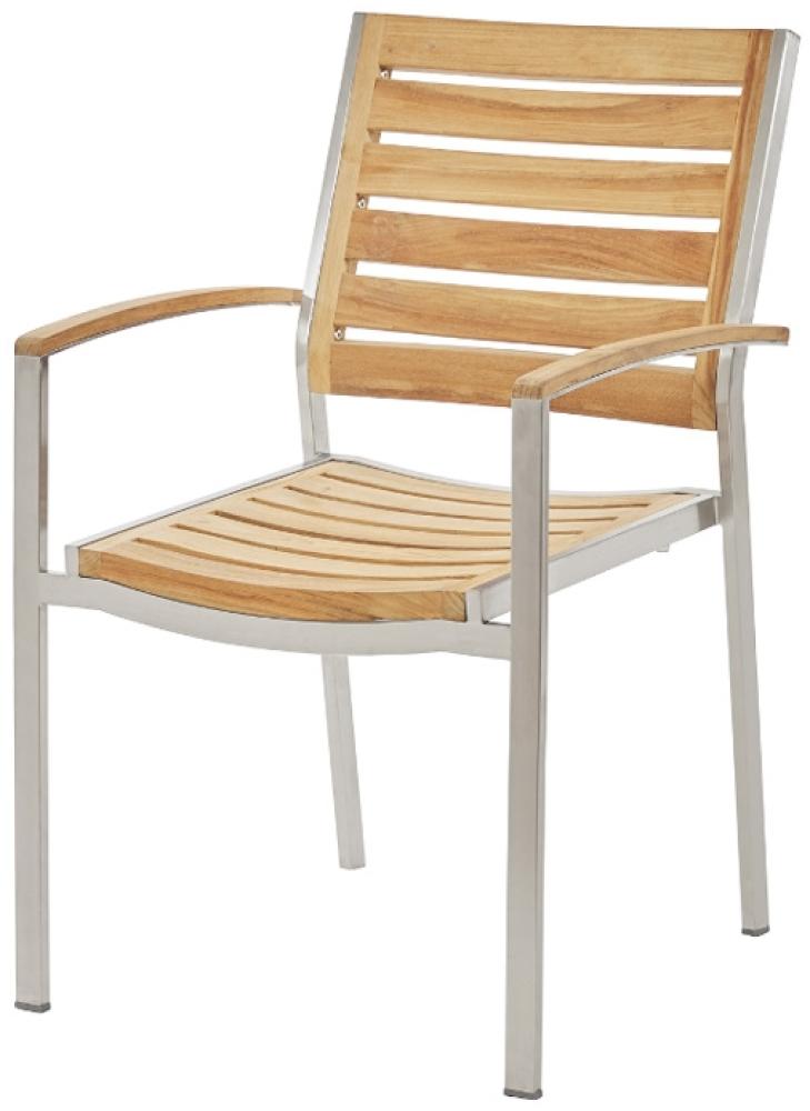 2er Set Diamond Garden Treviso Stapelstuhl Edelstahl/Teak Bild 1