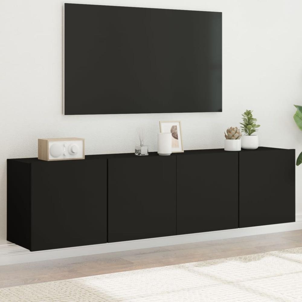 vidaXL TV-Wandschränke 2 Stk. Schwarz 80x30x41 cm 836955 Bild 1