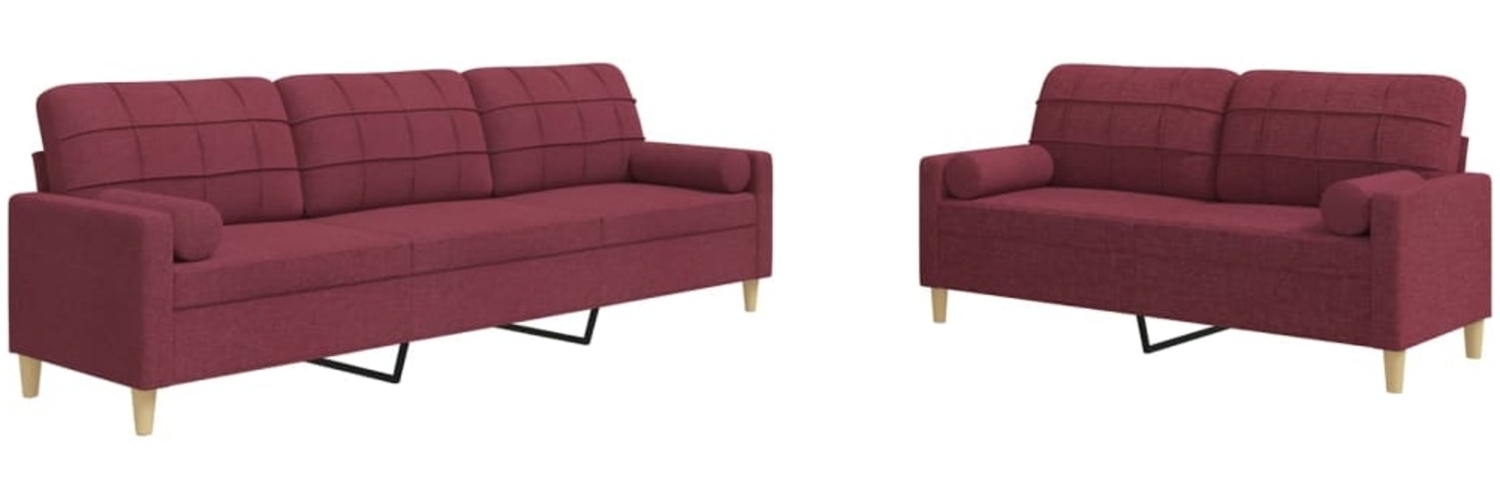 vidaXL 2-tlg. Sofagarnitur mit Dekokissen Weinrot Stoff 3278341 Bild 1