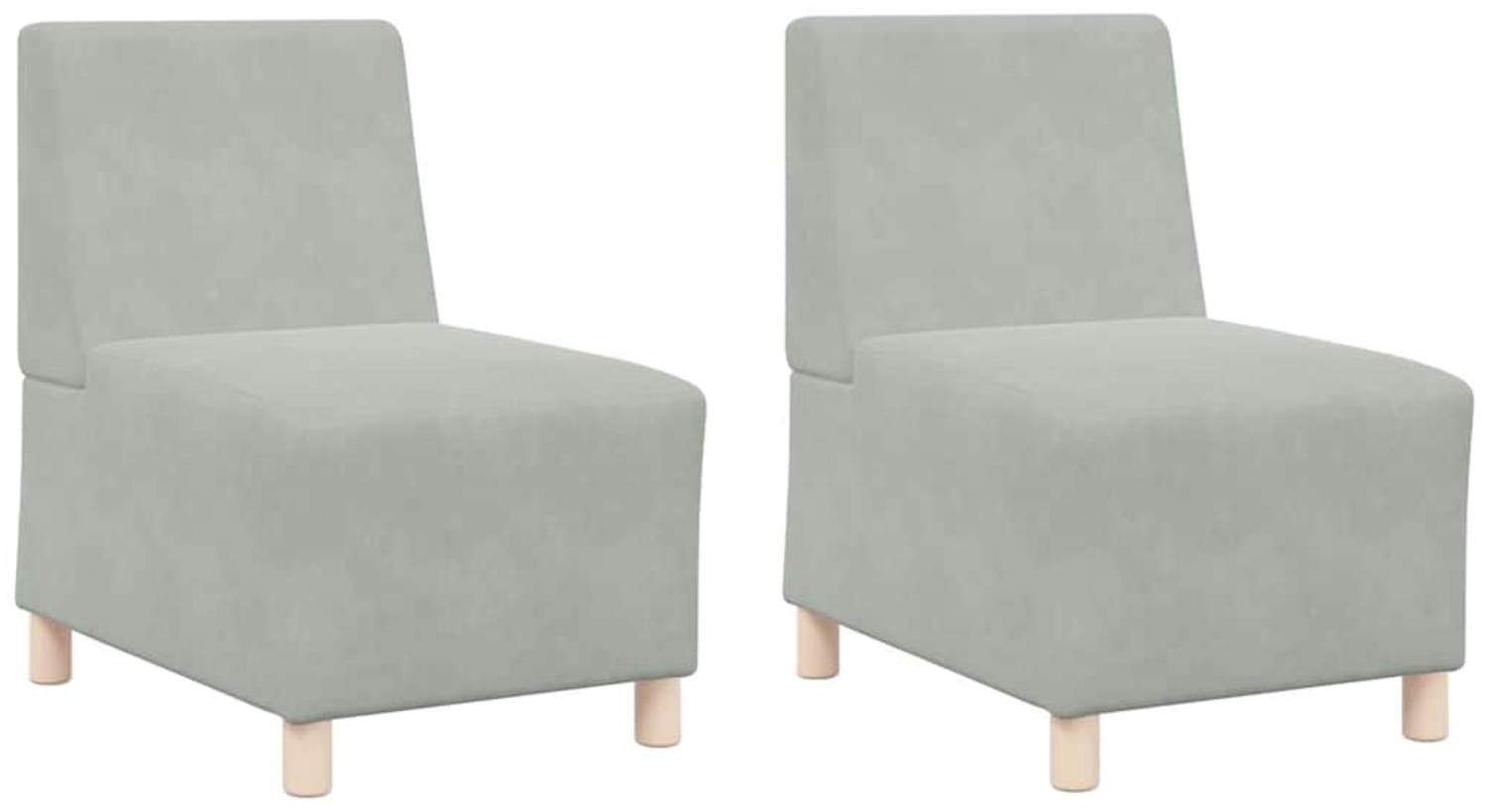 vidaXL Modulares Armfreies Sofa 2 pcs Hellgrau 55 x 74 x 82 cm Samt 3399759 Bild 1