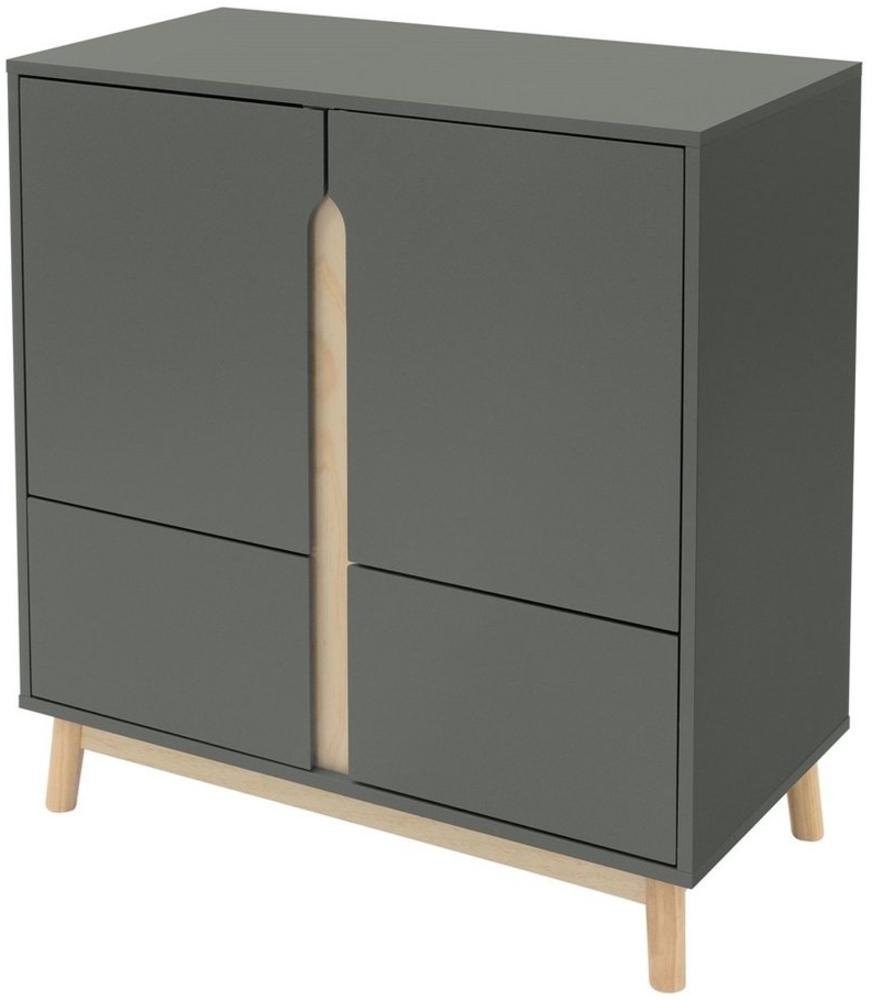 ML-DESIGN Kommode Sideboard Küchenschrank Highboard Anrichte Standschrank Buffet, Grün-Natur 80x40x86cm mit 4 Türen und 4 Fächer für Wohnzimmer & Flur Bild 1