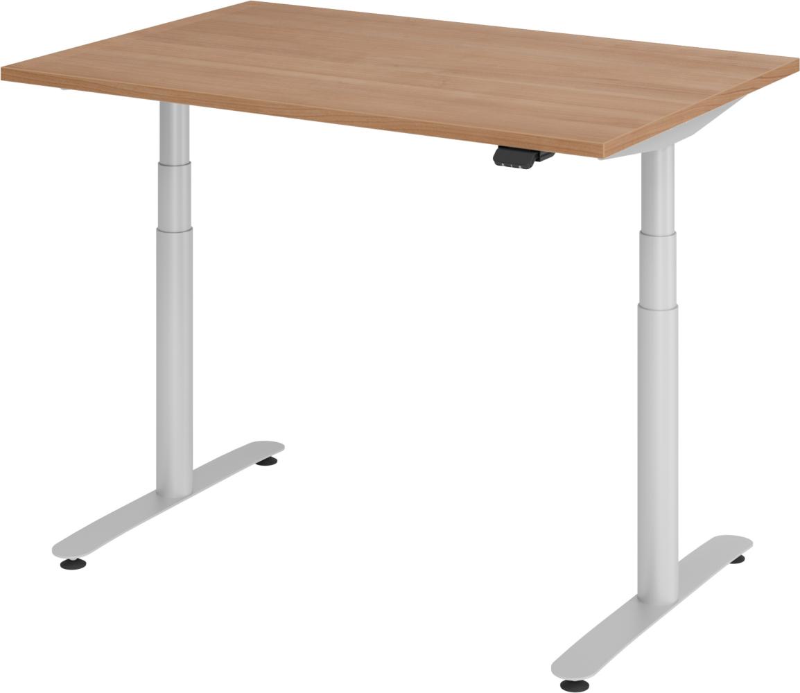 bümö® smarter Schreibtisch Serie-XDLR elektrisch höhenverstellbar mit App-Steuerung 120 x 80 cm in Nussbaum / Silber Bild 1