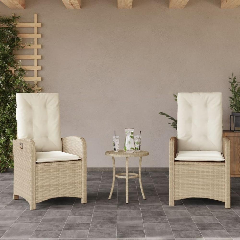 vidaXL Gartensessel mit Kissen 2 Stk. Verstellbar Beige Poly Rattan 365172 Bild 1