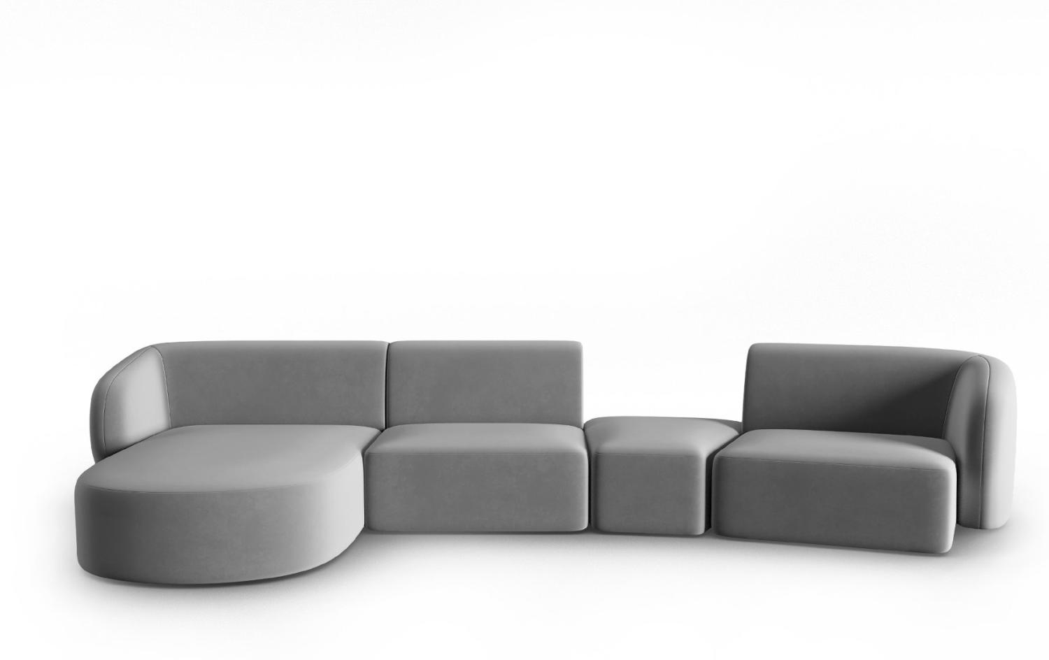 Micadoni Modulares Sofa Shane 5-Sitzer Links Samtstoff Grau Bild 1