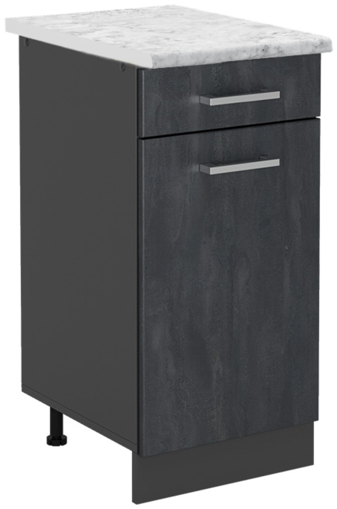 Vicco Küchenunterschrank Schwarz Beton 40 cm AP Marmor, R-Line Bild 1