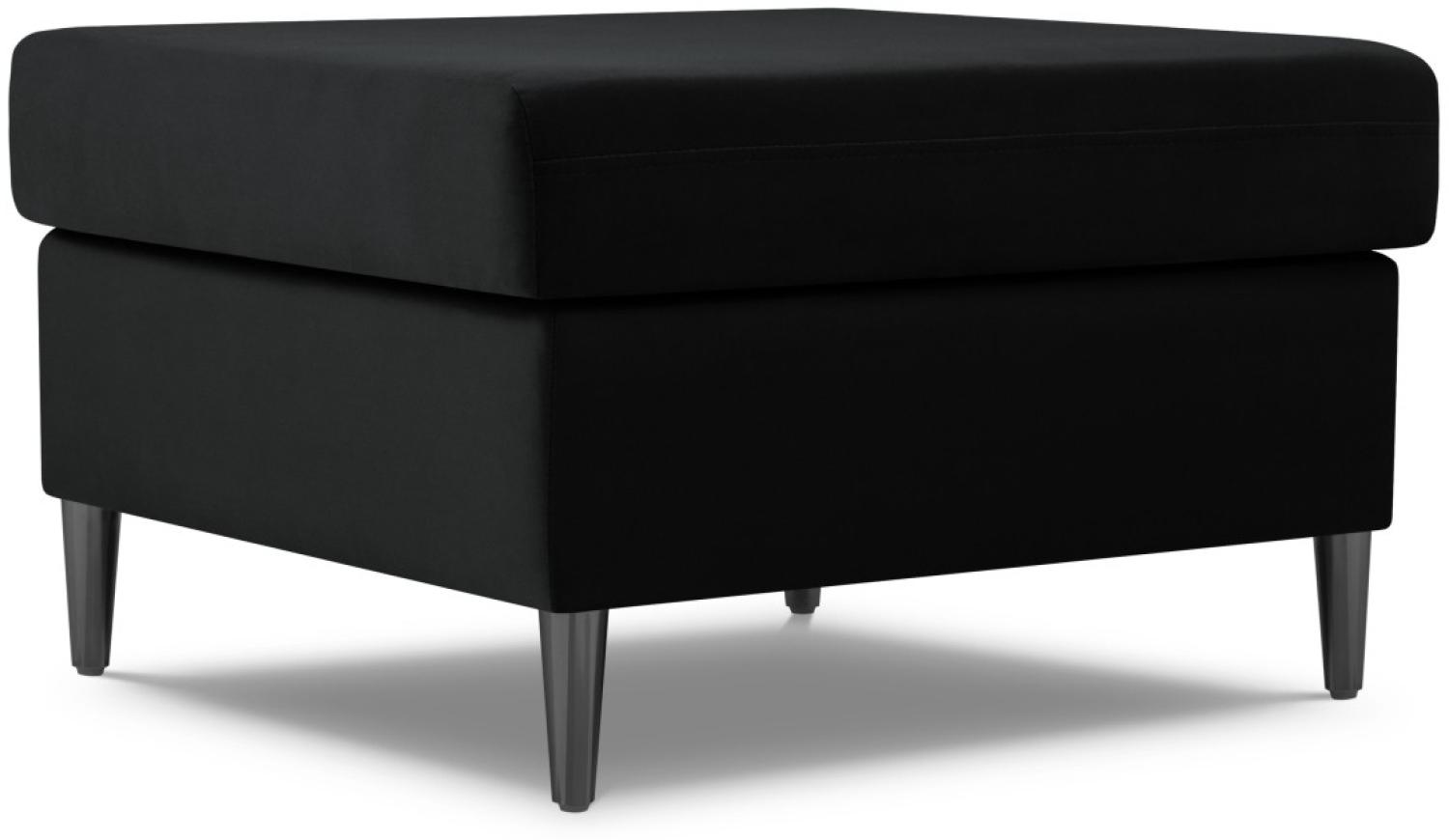 Micadoni Samtstoff Pouf Hocker Moghan | Bezug Black | Beinfarbe Black Chrome Metal Bild 1