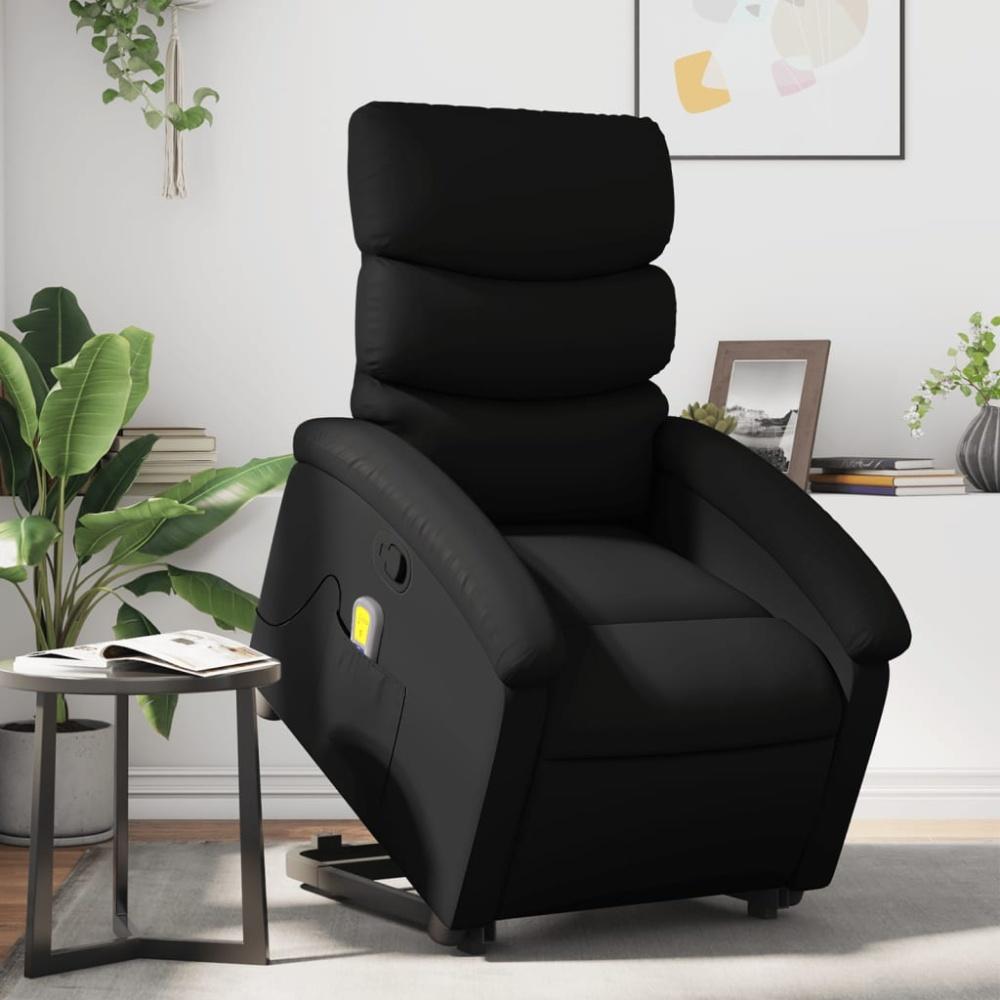 vidaXL Massagesessel mit Aufstehhilfe Schwarz Kunstleder 3204047 Bild 1