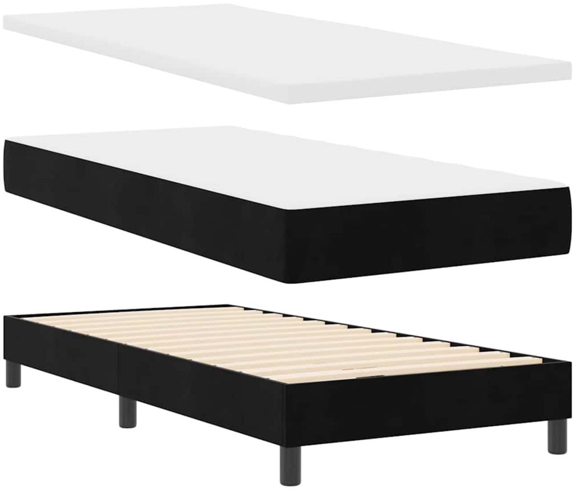 vidaXL Boxspringbett mit Matratze Schwarz 90 x 200 cm Samt 3340426 Bild 1