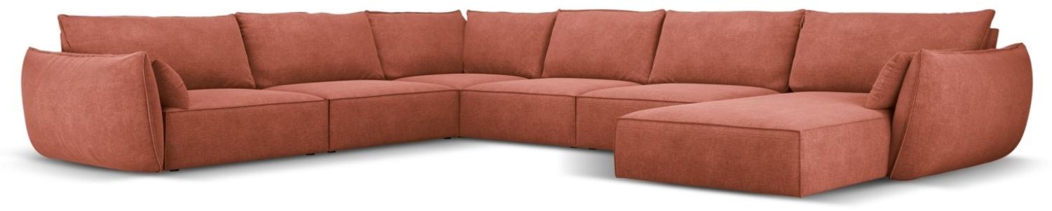 Micadoni 8-Sitzer Panorama Ecke links Sofa Kaelle | Bezug Terracotta | Beinfarbe Black Plastic Bild 1