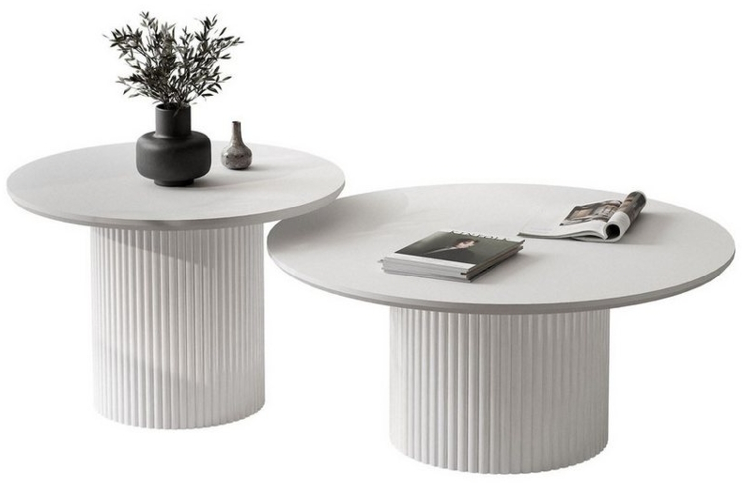 Lookway Couchtisch OVI-Tischset mit geriffelter Basis (2er Set), Durchmesser: ⌀80 cm und ⌀60 cm Bild 1