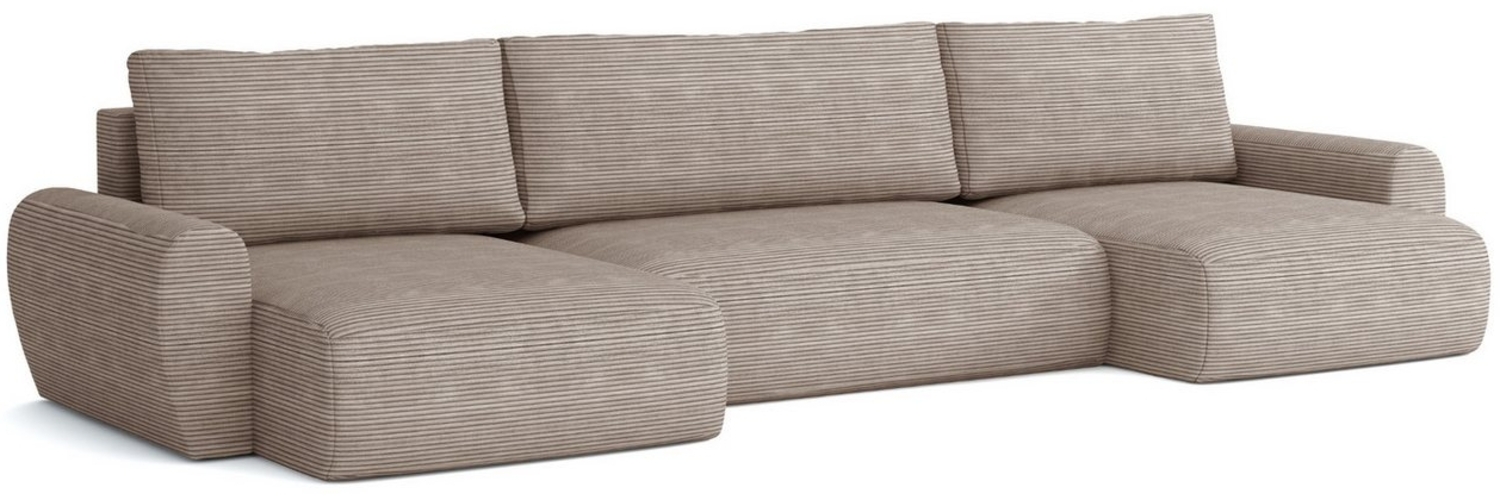 Deine Möbel 24 Big-Sofa HEIDI U 397 cm breit Ecksofa Sofa Wohnzimmer U-Couch Cord Samt, Grau Beige Dunkelgrau Anthrazit Graphit Schwarz Hellgrau 3 Teile, mit Bettkasten Stauraum Bettfunktion Schlaffunktion Bild 1