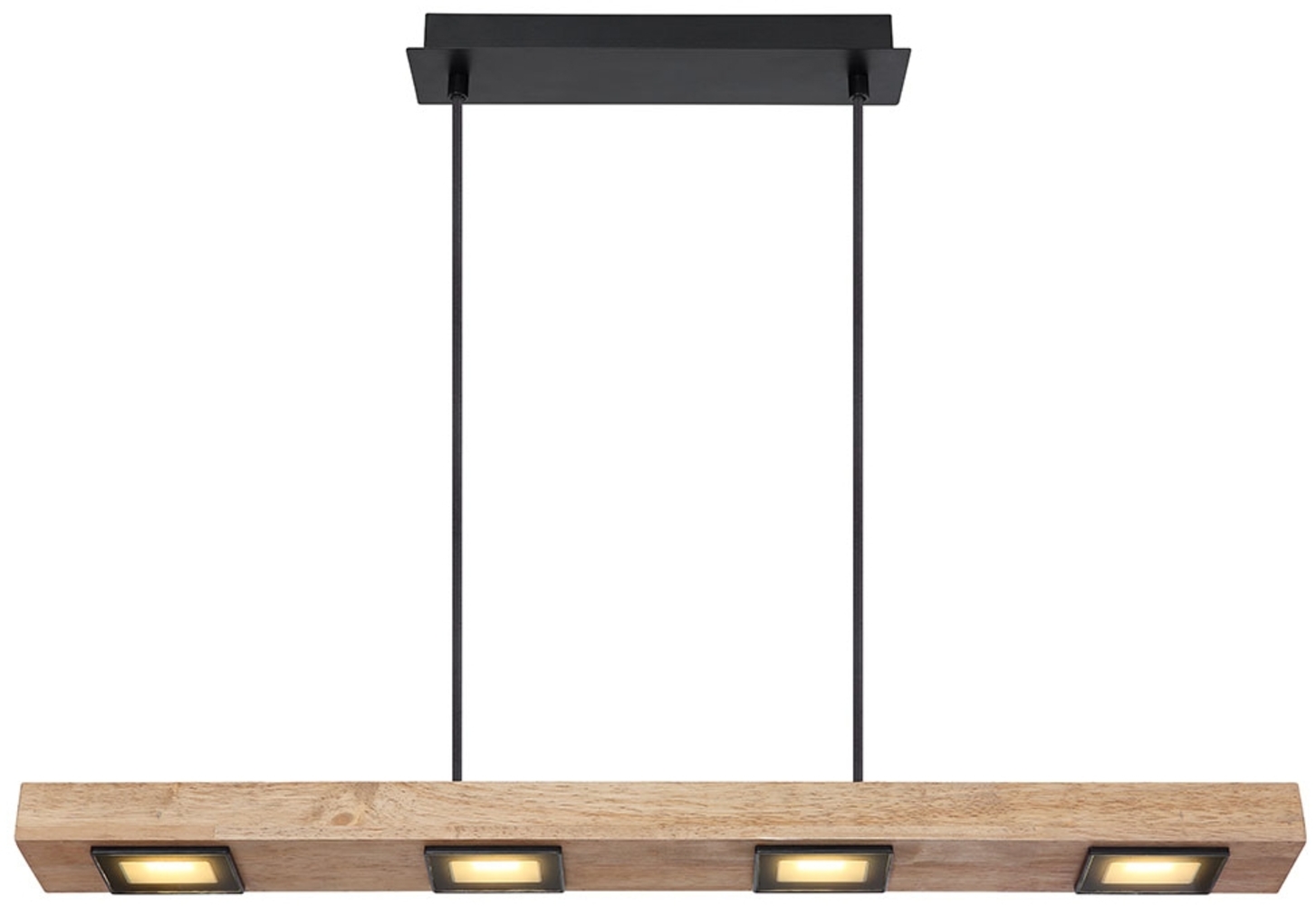LED Hängeleuchte, Holzbalken, natur, schwarz-matt, L 75 cm Bild 1