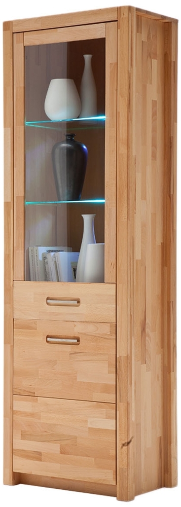 Vitrine >Leduc< in Kernbuche/RE aus Metall - 66x203x40cm (BxHxT) Bild 1