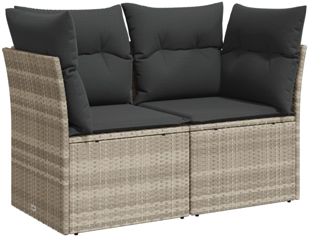 vidaXL Gartensofa mit Kissen 2-Sitzer Hellgrau Poly Rattan 366176 Bild 1
