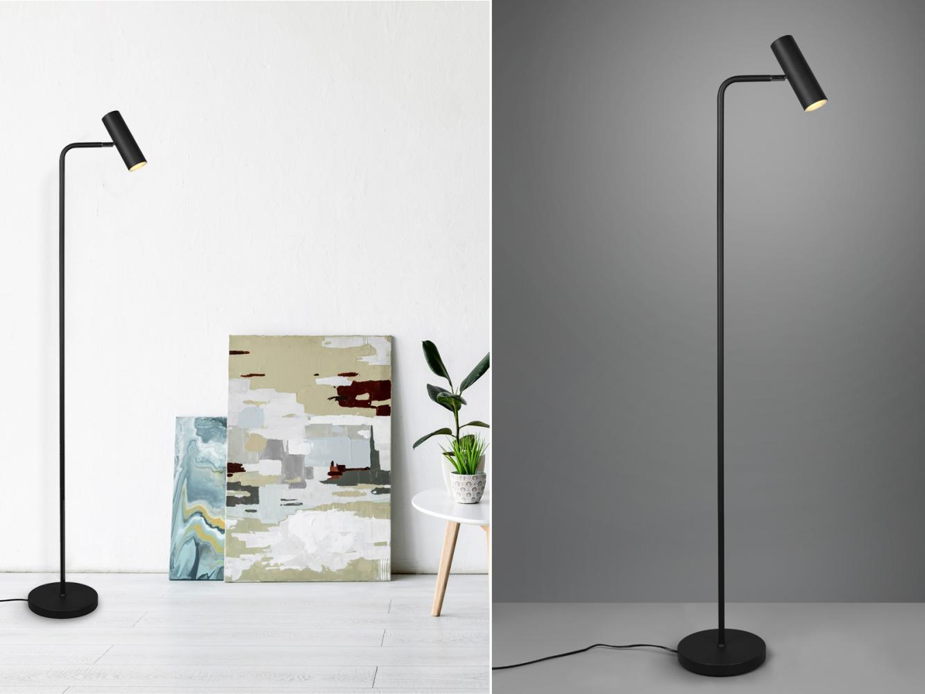 LED Stehlampe in Schwarz matt, Spot schwenkbar, Höhe 151cm Bild 1