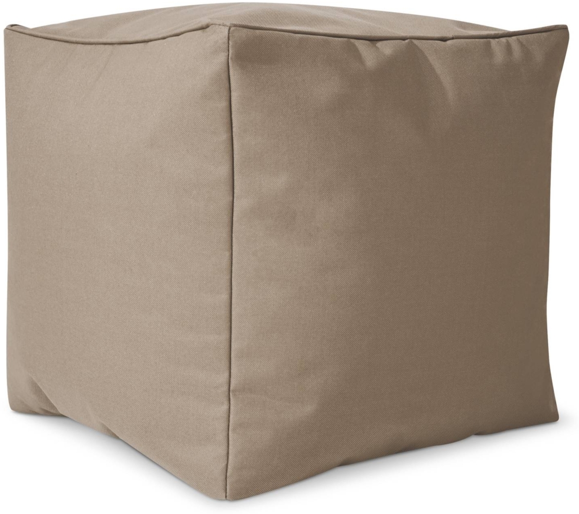 Green Bean® Sitzsack-Hocker 40x40x40cm mit EPS-Perlen Füllung - Sitz-Pouf für Sitzsäcke - Sitzhocker für Kinder und Erwachsene - Taupe Bild 1