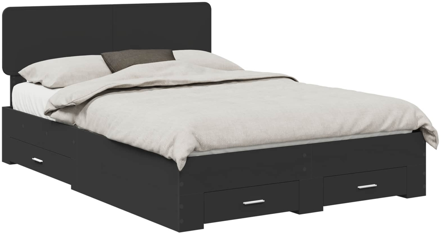 vidaXL Bettrahmen mit Kopfteil Schwarz 150x200 cm Holzwerkstoff 3412358 Bild 1