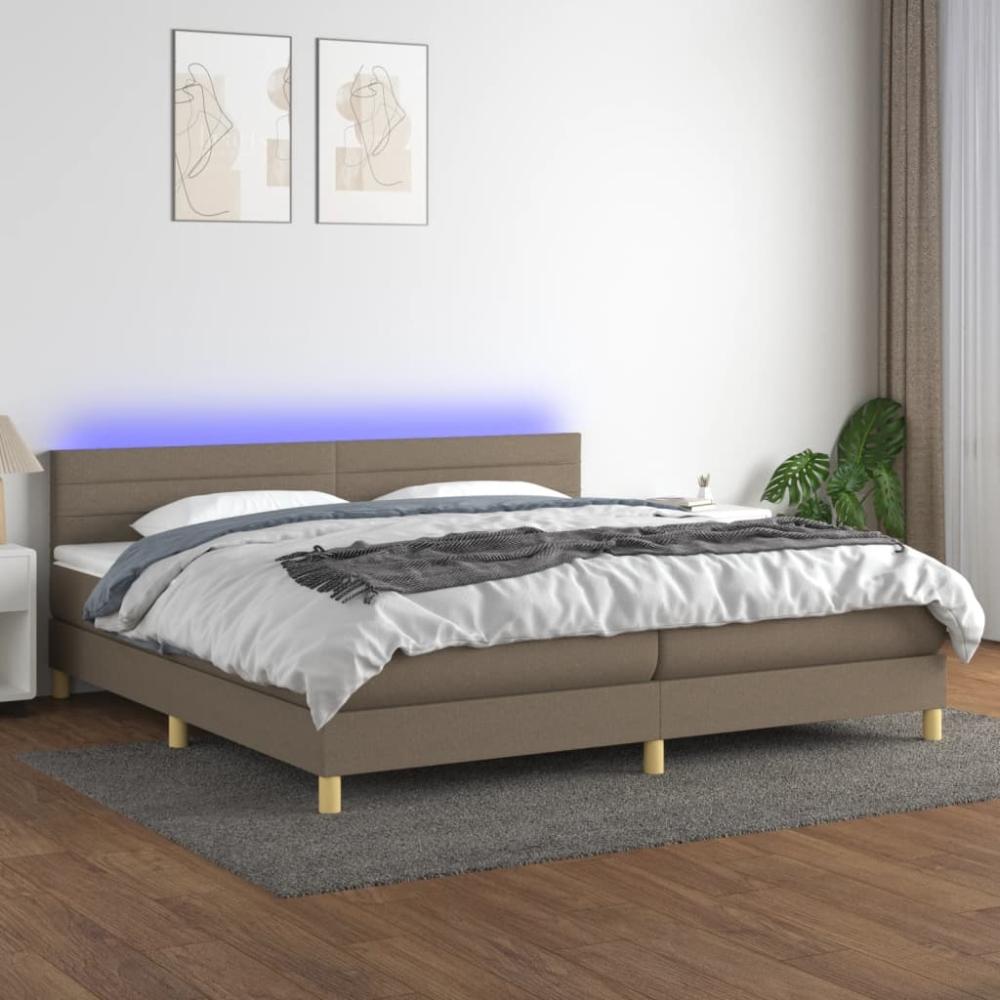 vidaXL Polsterbett mit Matratze & LED Taupe 200x200 cm Stoff, Härtegrad: H2 [3133825] Bild 1