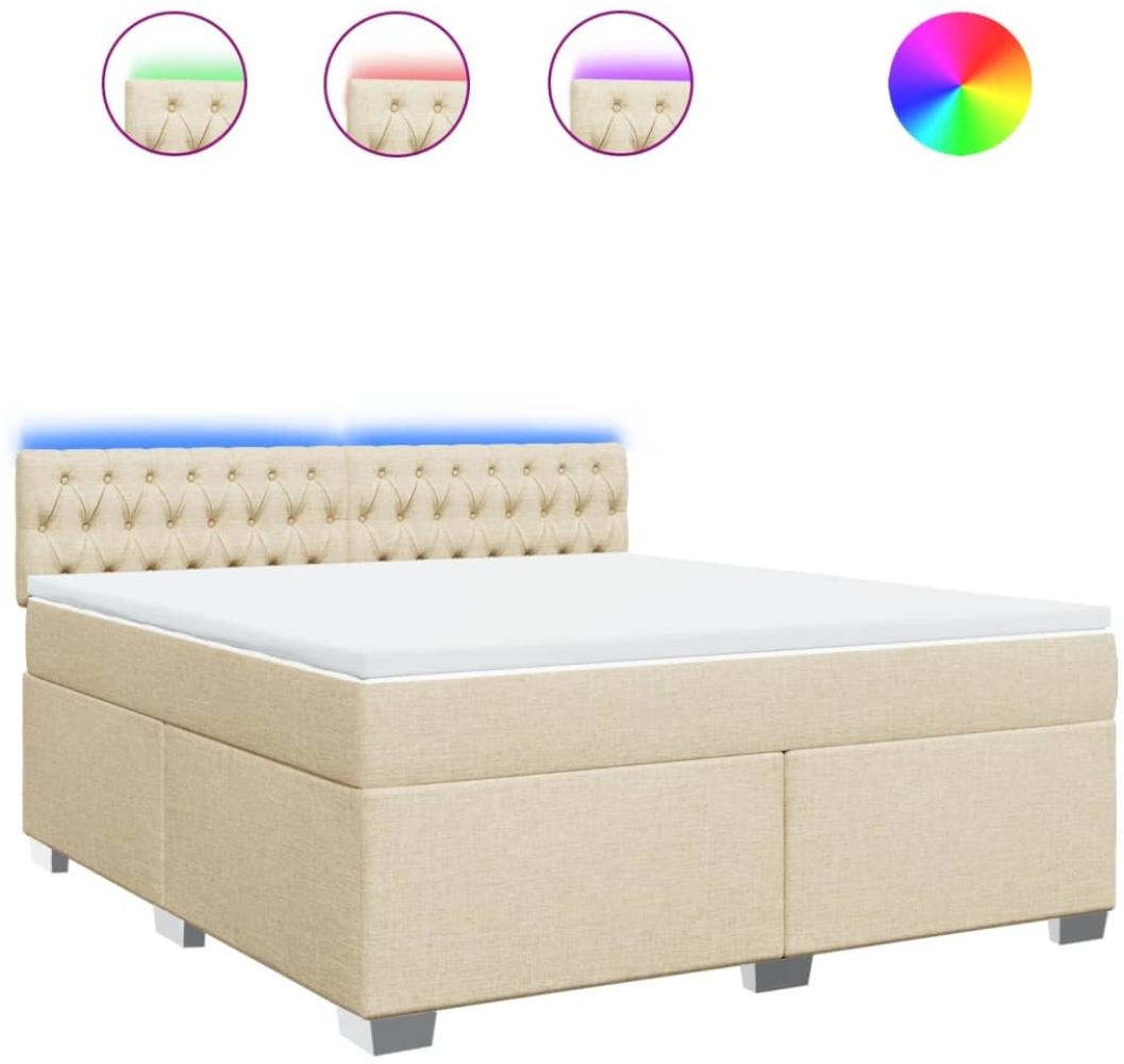 vidaXL Boxspringbett mit Matratze Creme 180x200 cm Stoff 3288279 Bild 1