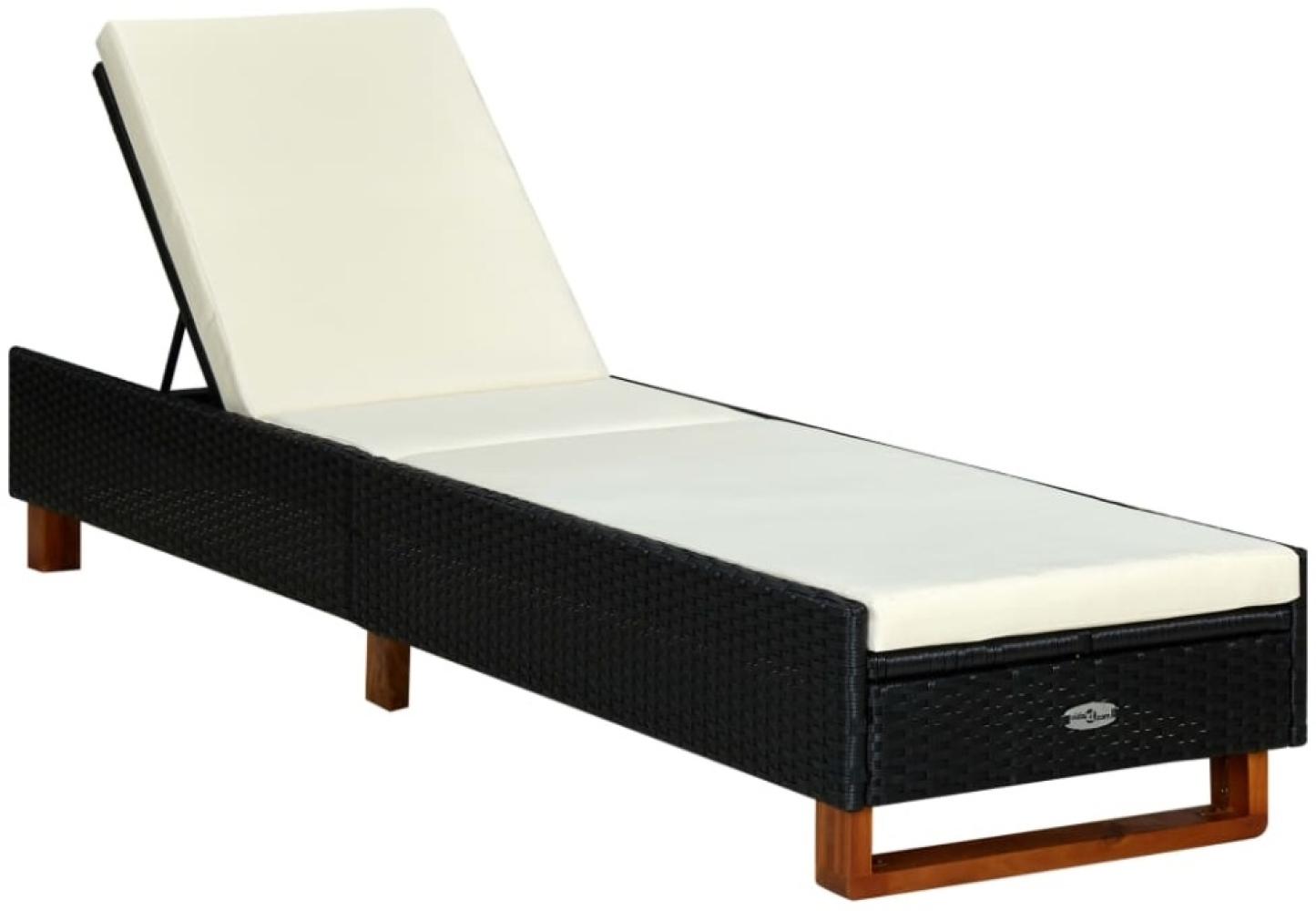 vidaXL Sonnenliege mit Auflage Poly Rattan Schwarz 310472 Bild 1