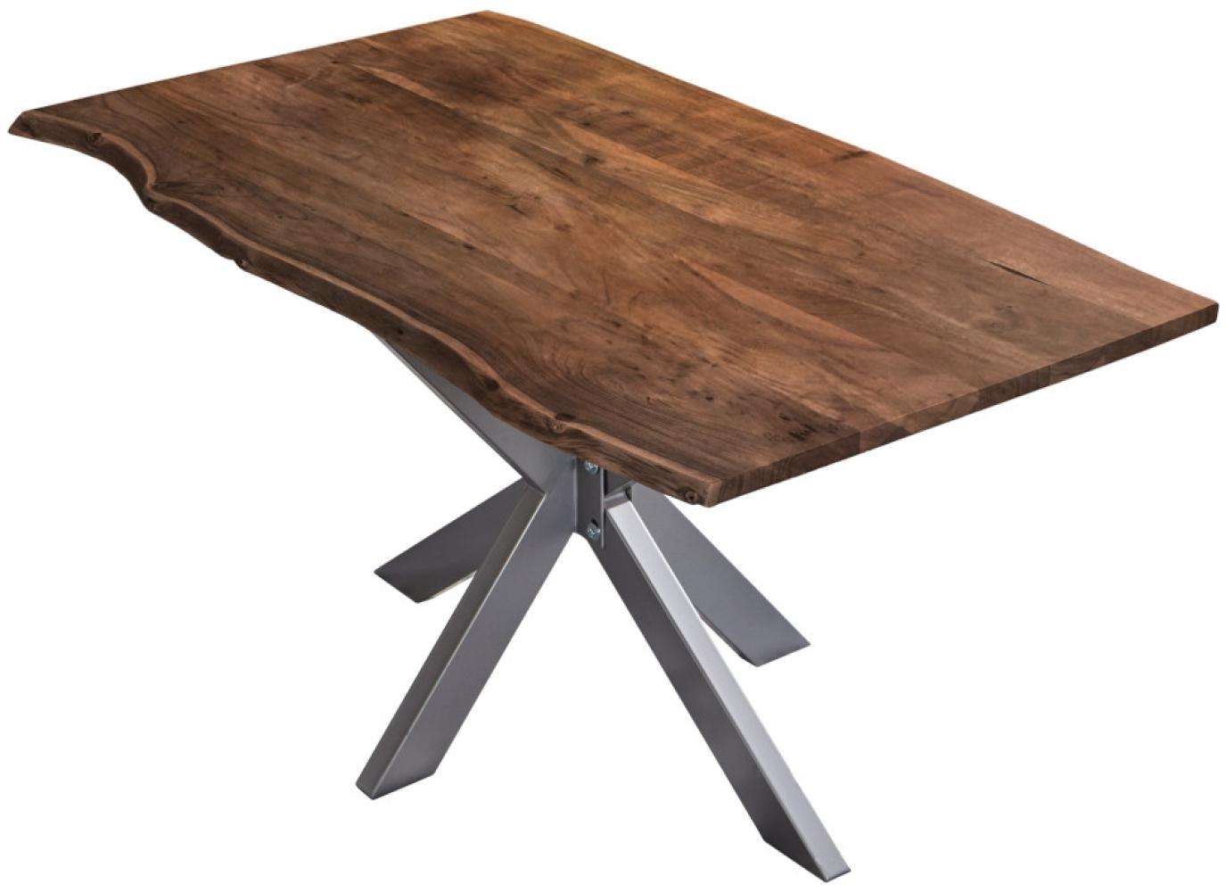 Esstisch Baumkante massiv Akazie nussbaum 200x100 silber BENNI 528639 Bild 1