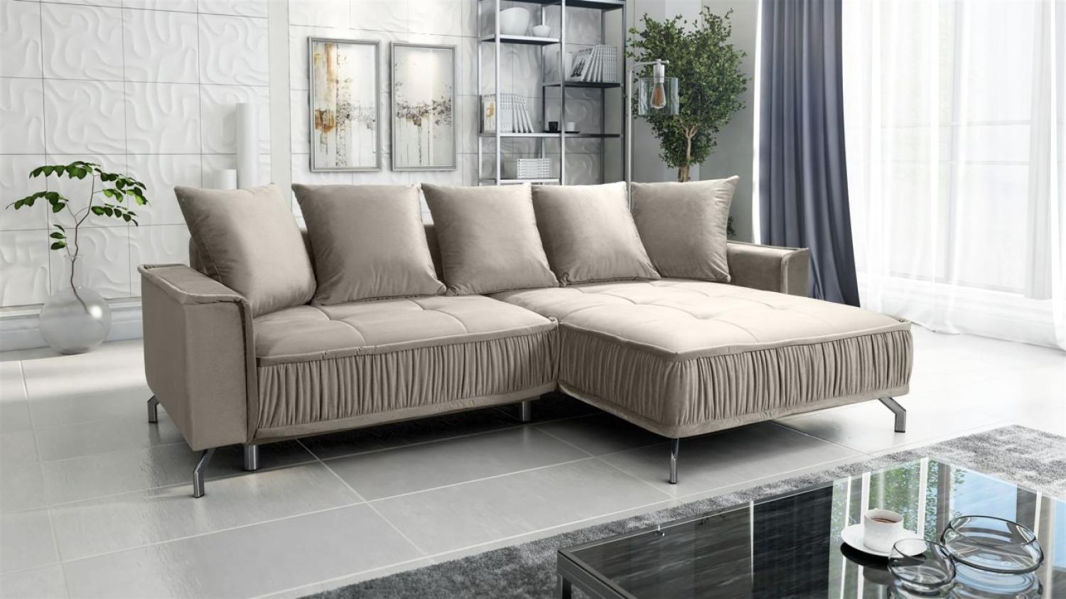 Ecksofa Schlafsofa Sofa FLORENCE Stoff Element Hellbeige Ottomane Rechts Bild 1