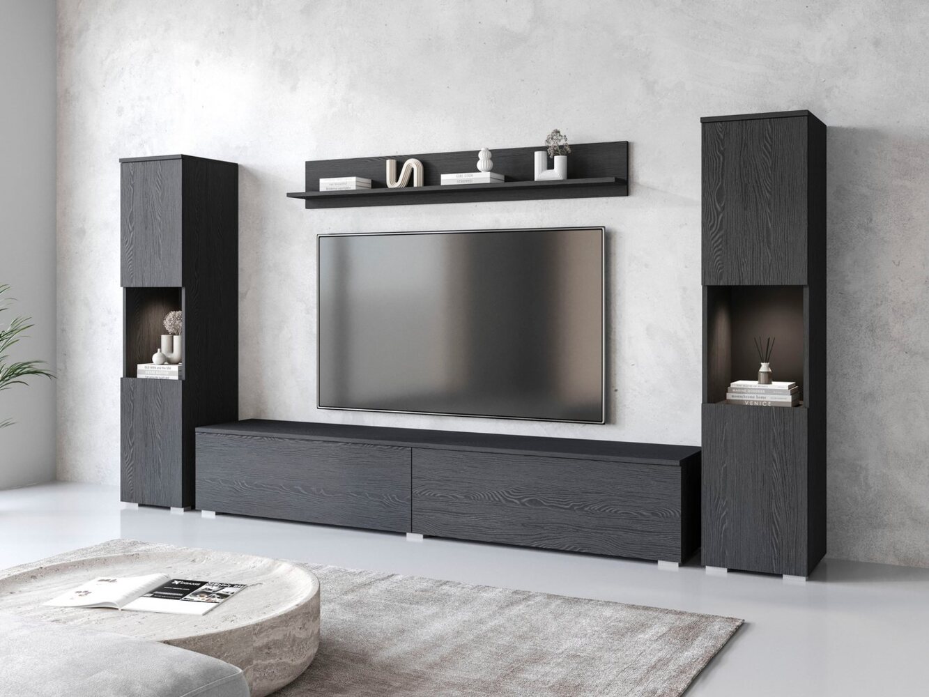 INOSIGN Wohnwand PARIS, (Komplett-Set, 4-St), TV-Wand 260cm breite, grifflose Design, stehend und hängend montierbar Bild 1