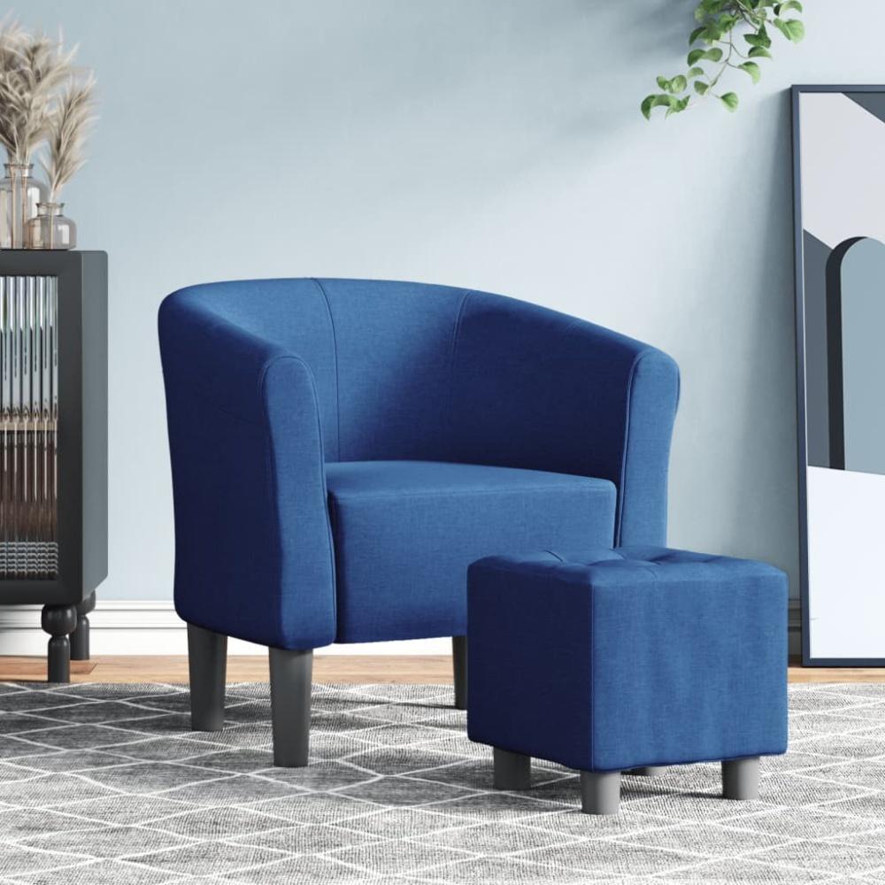 vidaXL Clubsessel mit Fußhocker Blau Stoff 356438 Bild 1