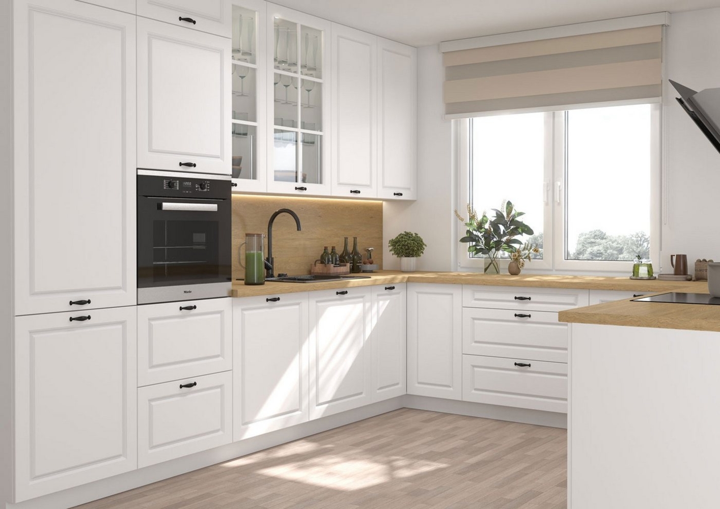 U-Form Küchenzeile PESCARA Küche 330x306x195cm weiß signalweiß Ausführung wählbar Bild 1