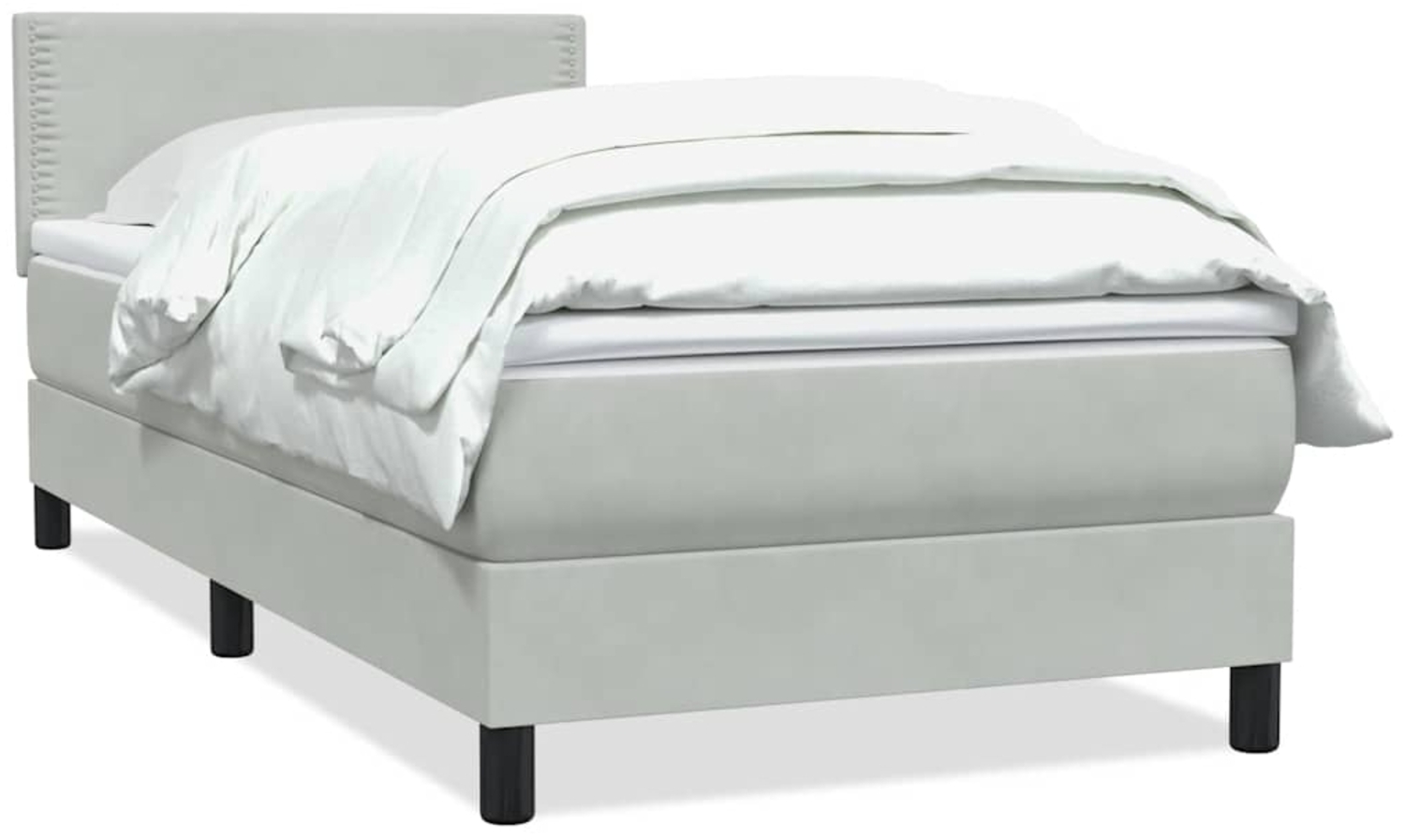 vidaXL Boxspringbett mit Matratze Hellgrau 90x210 cm Samt 3316095 Bild 1