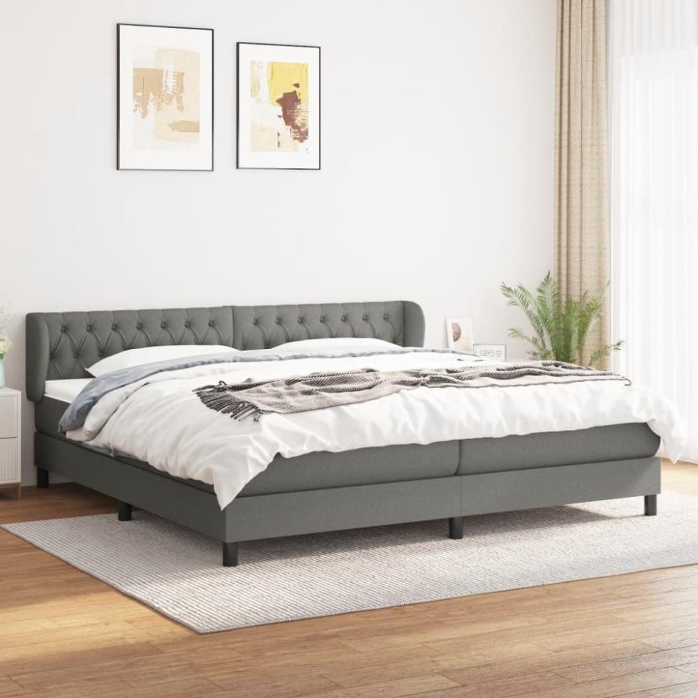 vidaXL Boxspringbett mit Matratze Dunkelgrau 200x200 cm Stoff, Härtegrad: H2 [3126510] Bild 1