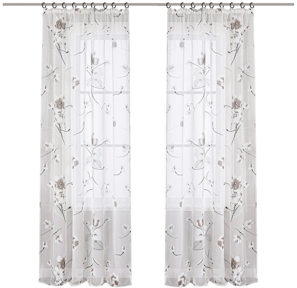 Joyswahl Gardine, Kräuselband (1 St), transparent, Ausbrenner Vorhänge Voile Landhausstil, Weiß Fensterschal Wohnzimmer Bild 1