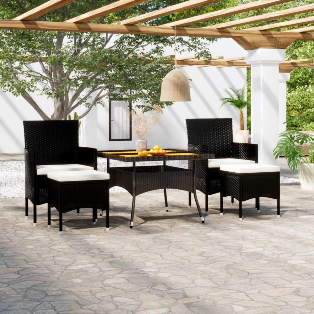 vidaXL 5-tlg. Garten-Essgruppe Poly Rattan & Massivholz Akazie Schwarz 3058352 Bild 1