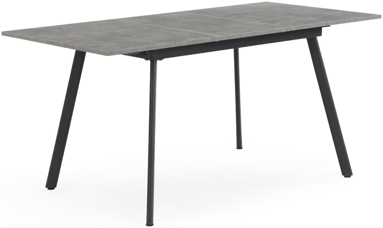 B&D home Esstisch SVANTJE | ausziehbar 120-160x80 cm 4-6 Personen Küchentisch Metallgestell für Esszimmer, Küche | skandinavisch | BetonOptik Bild 1