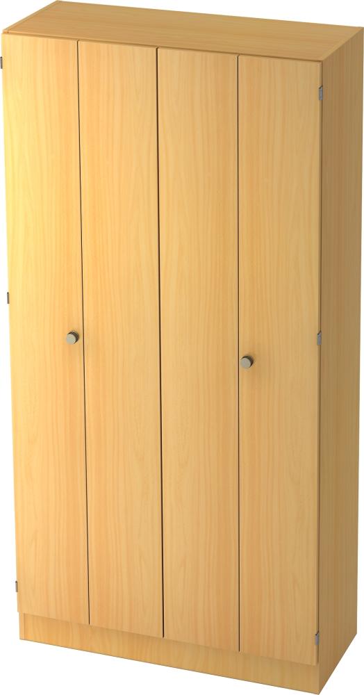 bümö office Aktenschrank mit Falttüren, Büroschrank 100cm breit in Buche - Ordnerschrank 5OH groß, Falttürenschrank für Akten, Ordner & Co. - Büro Schrank aus FSC-Holz, 6900-6-6-SG Bild 1