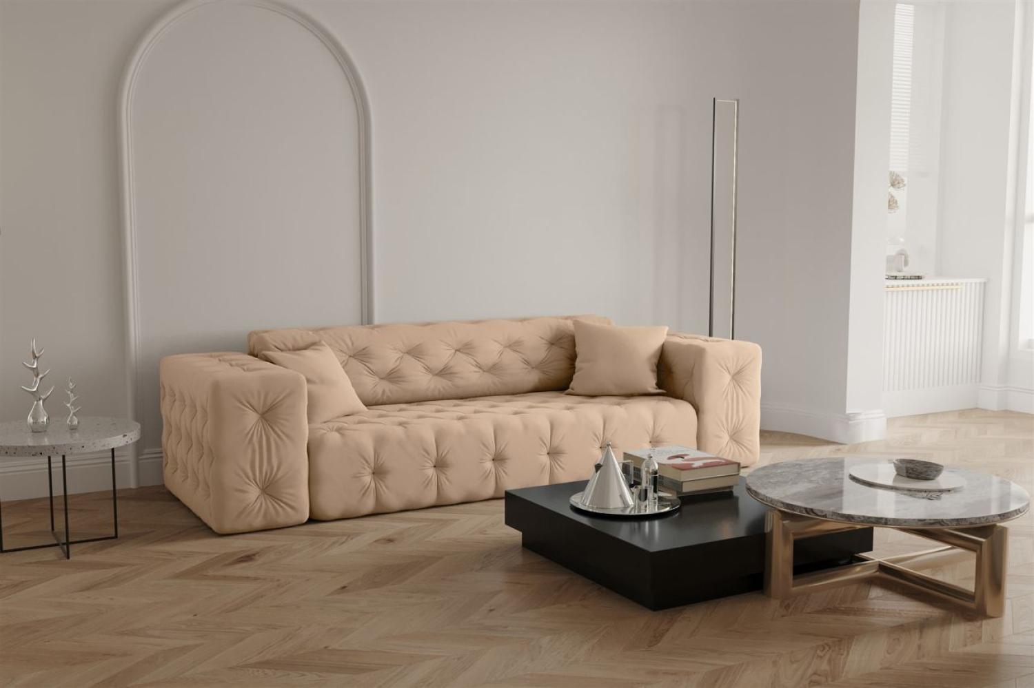 Sofa Designersofa CHANTAL 3-Sitzer in Stoff Opera Velvet Beige Bild 1