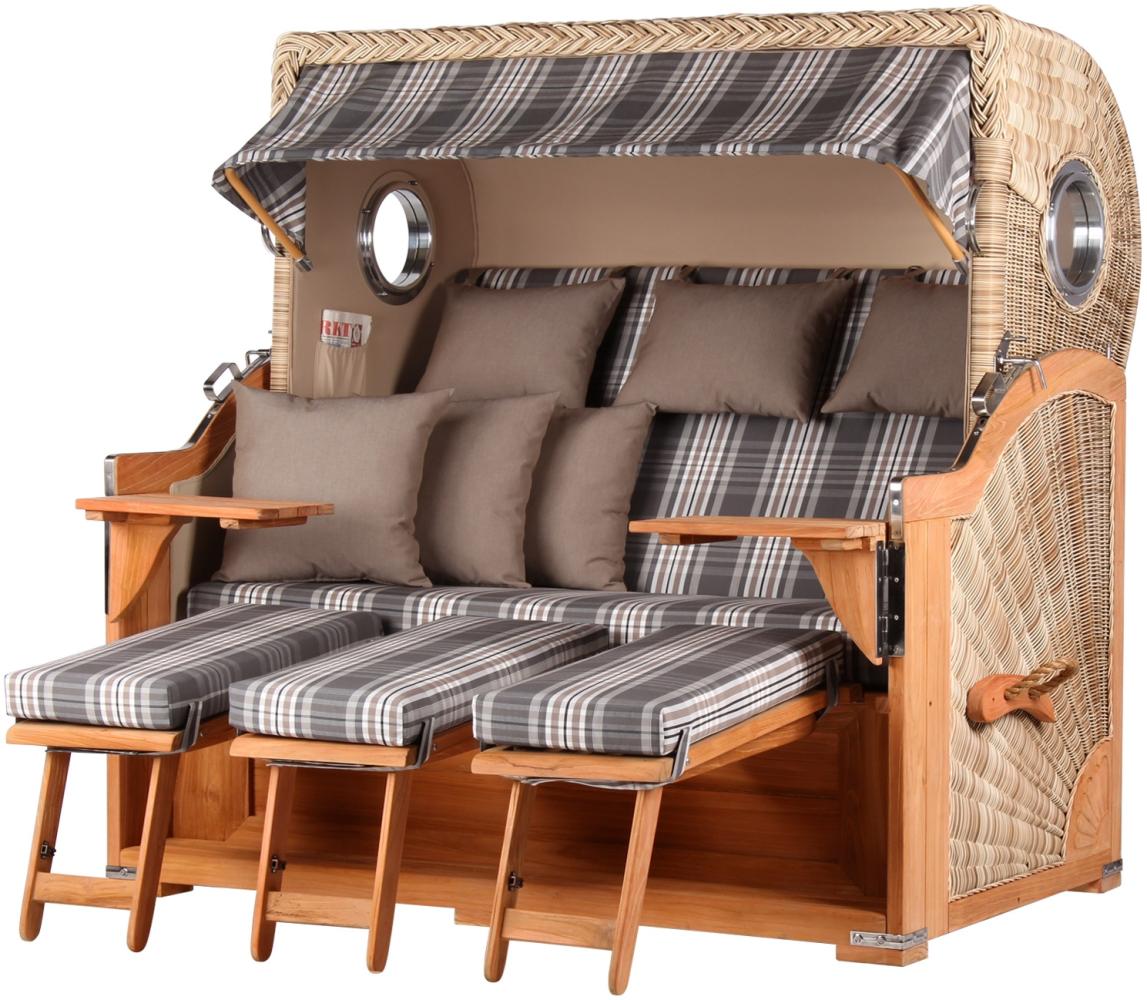 Strandkorb - bene living - Königssee Dreisitzer Teak Bullauge - PE shell - Modell 522 - inkl. Liftersystem Bild 1