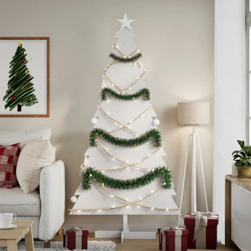 vidaXL Weihnachtsbaum zum Schmücken Weiß 180 cm Massivholz Kiefer 858196 Bild 1