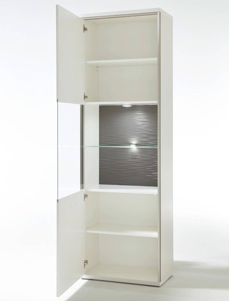 Vitrine Travis 4 weiß Hochglanz 64x201x38 cm Glasvitrine Wohnzimmer Türanschlag links Bild 1