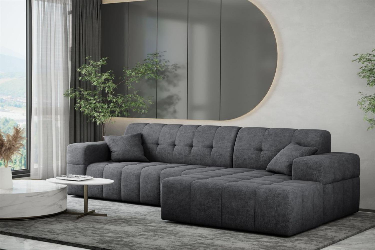 Ecksofa Designersofa NANCY in Stoff Perfekt Harmony Anthrazit Ottomane Rechts Bild 1