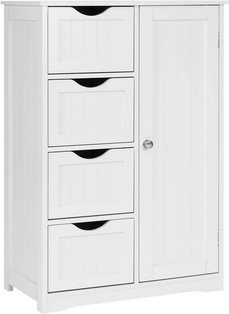 EUGAD Badregal, 1-tlg, Badschrank Hochschrank Badkommode Holz weiß 56 x 30 x 81 cm Bild 1