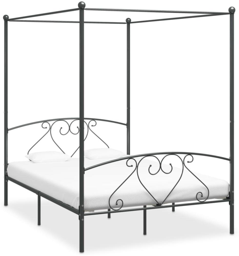 Himmelbett-Gestell Grau Metall 160 x 200 cm [284444] Bild 1