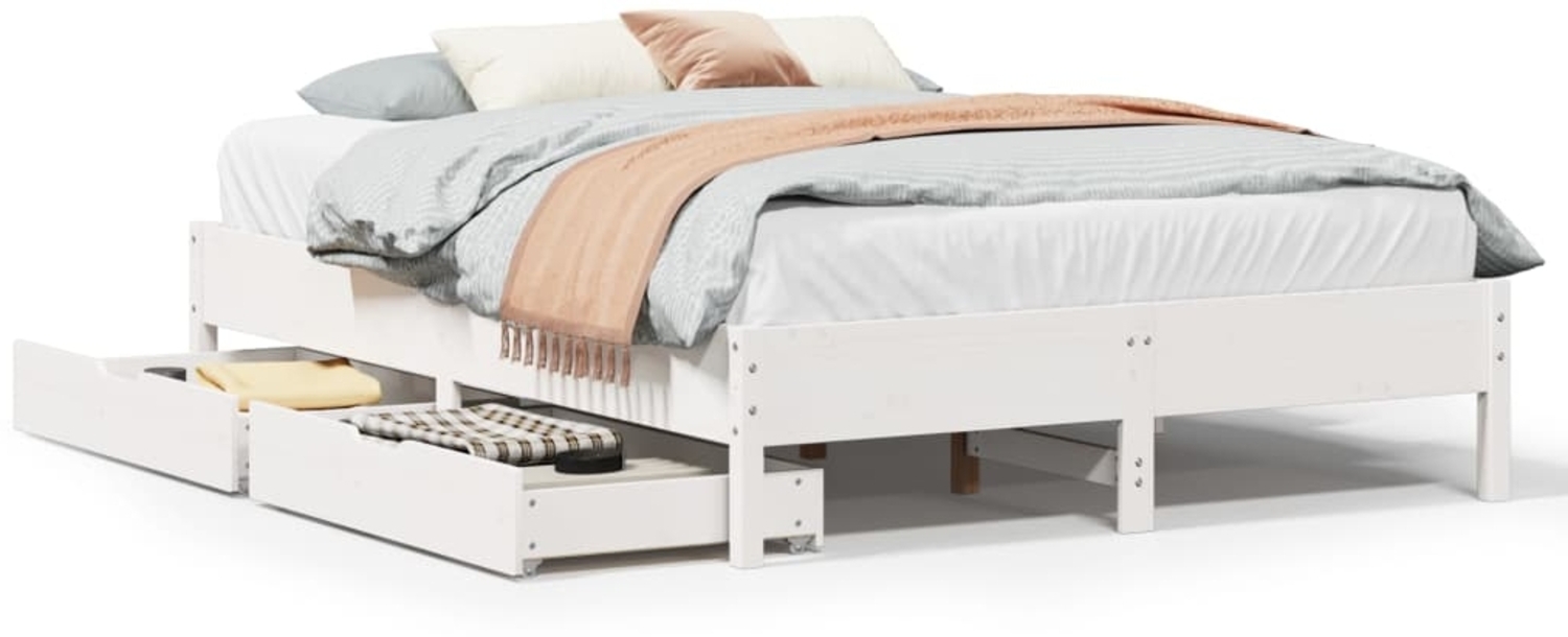 vidaXL Massivholzbett ohne Matratze Weiß 140x190 cm Kiefernholz 3301723 Bild 1