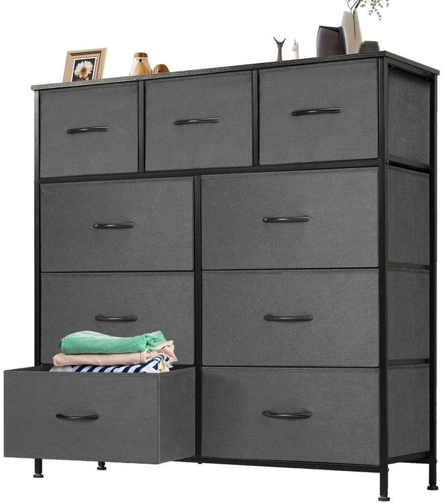 IDEASY Schubkastenkommode Kommode mit Schubladen Schrank mit 9 Schubladen aus Stoff, Aufbewahrungskommode Flur Komode Komodenschrank Flurschrank Bild 1