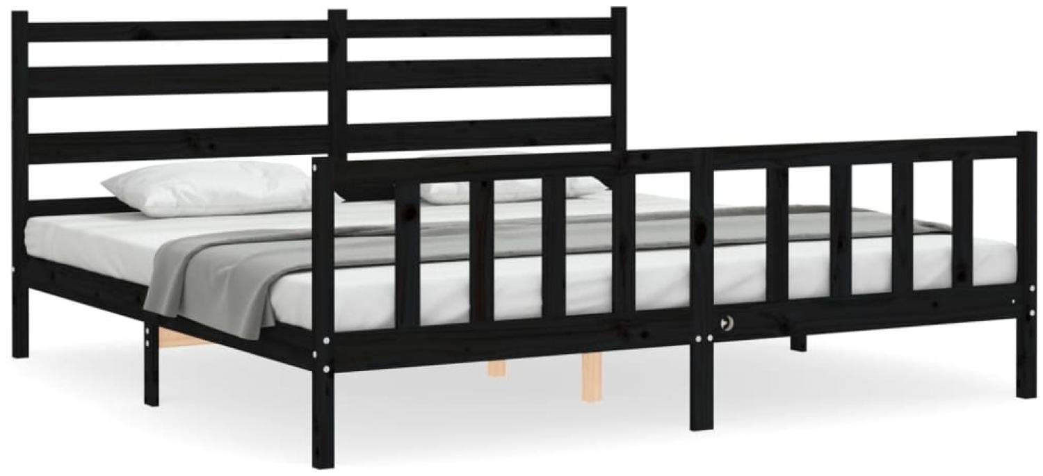 vidaXL Massivholzbett mit Kopfteil Schwarz 200x200 cm 3192060 Bild 1